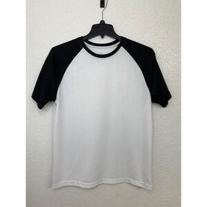 George‎ Mens Baseball T Shirt White Black Raglan Sleeve Size Large L